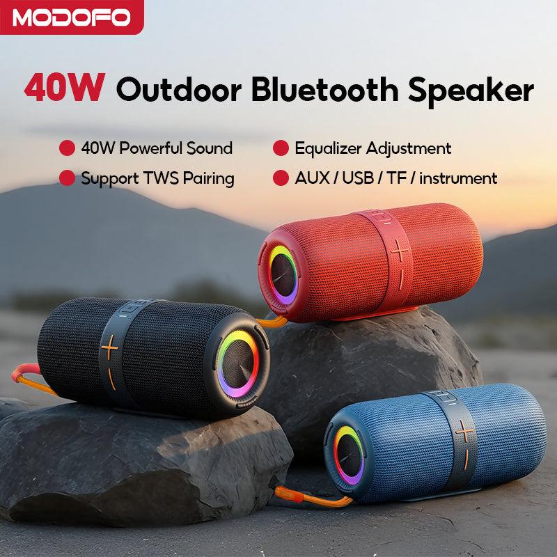 Portable Wireless Bluetooth Speaker 10W 40W HIFI Big Sound TWS Outdoor Waterproof Speaker with RGB