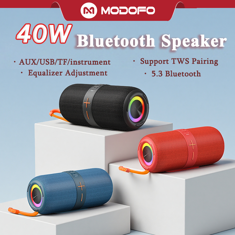 Portable Wireless Bluetooth Speaker 10W 40W HIFI Big Sound TWS Outdoor Waterproof Speaker with RGB