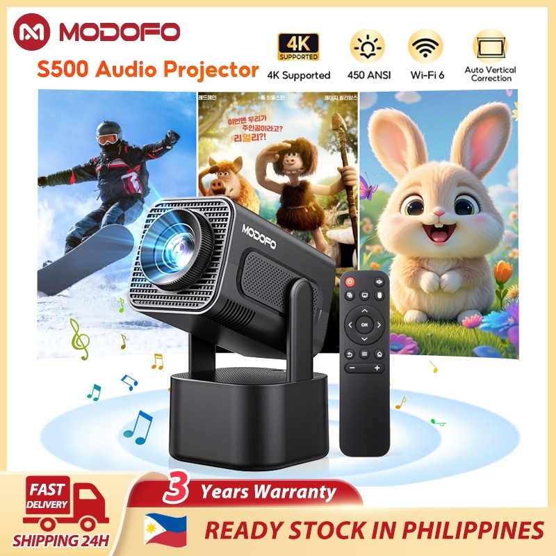 MODOFO S500 Mini Projector with Speaker 4K Portable Projector Android WiFi Smart Proyector for Home